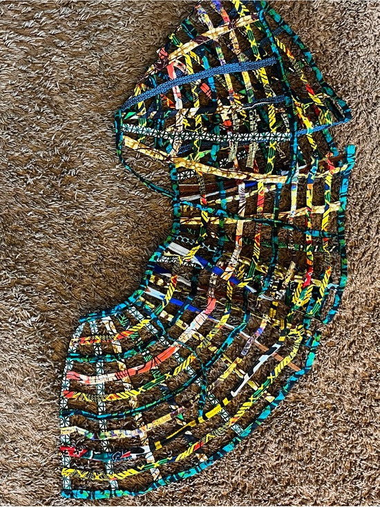African hand made Accessories - Ankara African Print Basket Weave Statement Cape / Mesh Overlay